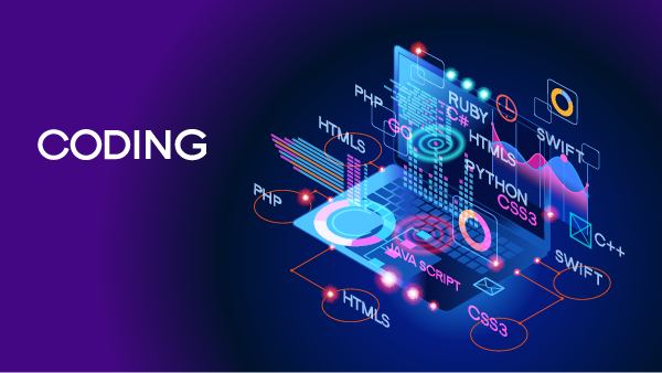 A modern graphic representing the myriad programming languages one encounters at GNX Technologies